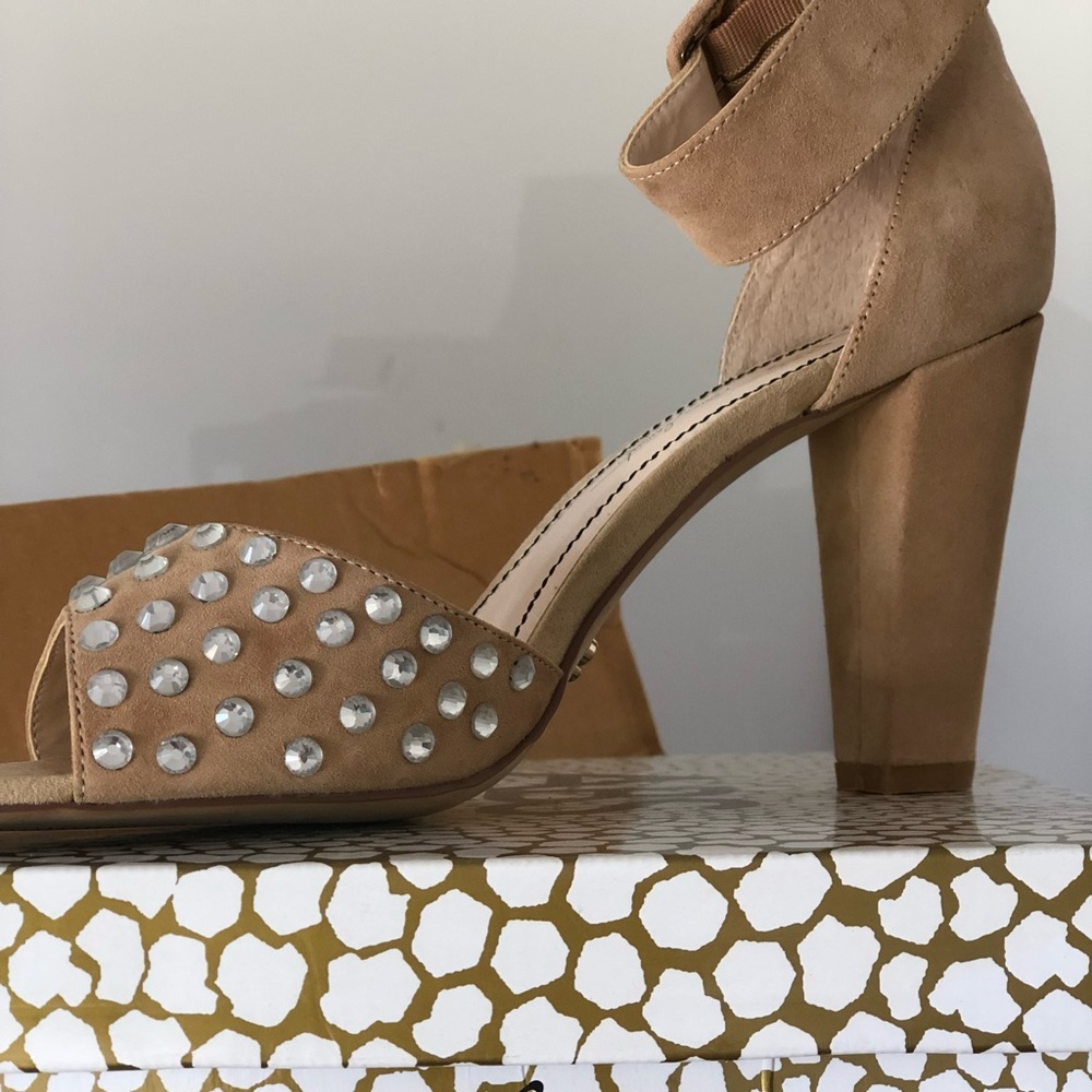Open-toed Rhinestone Pumps, Sz 10M